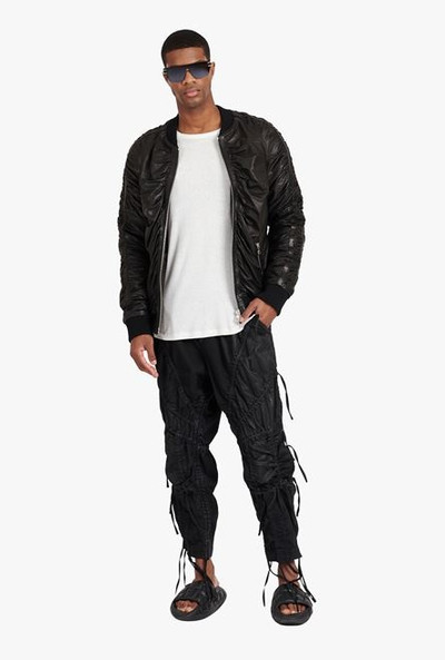 Balmain Black leather bomber jacket outlook