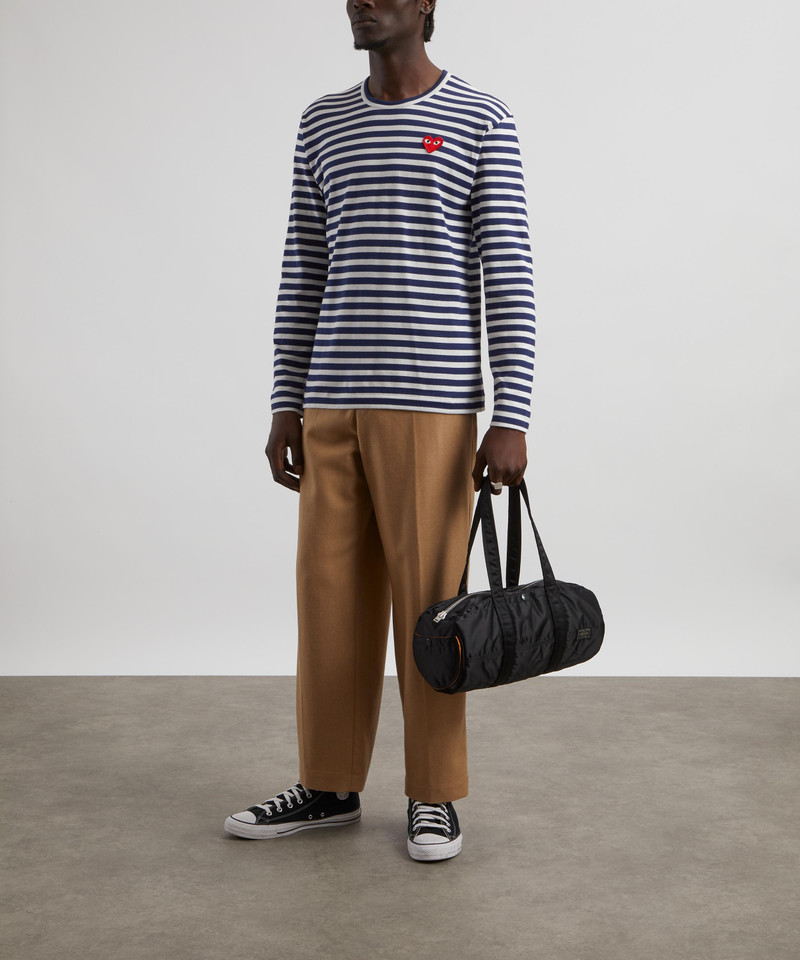 Comme des Garçons PLAY Blue Striped Red Heart T-Shirt outlook