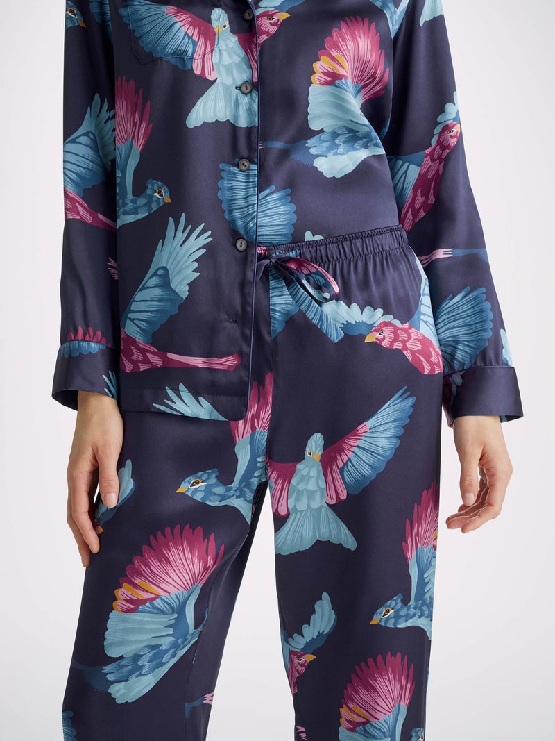 Women's Pyjamas Brindisi 95 Silk Satin Navy - 5