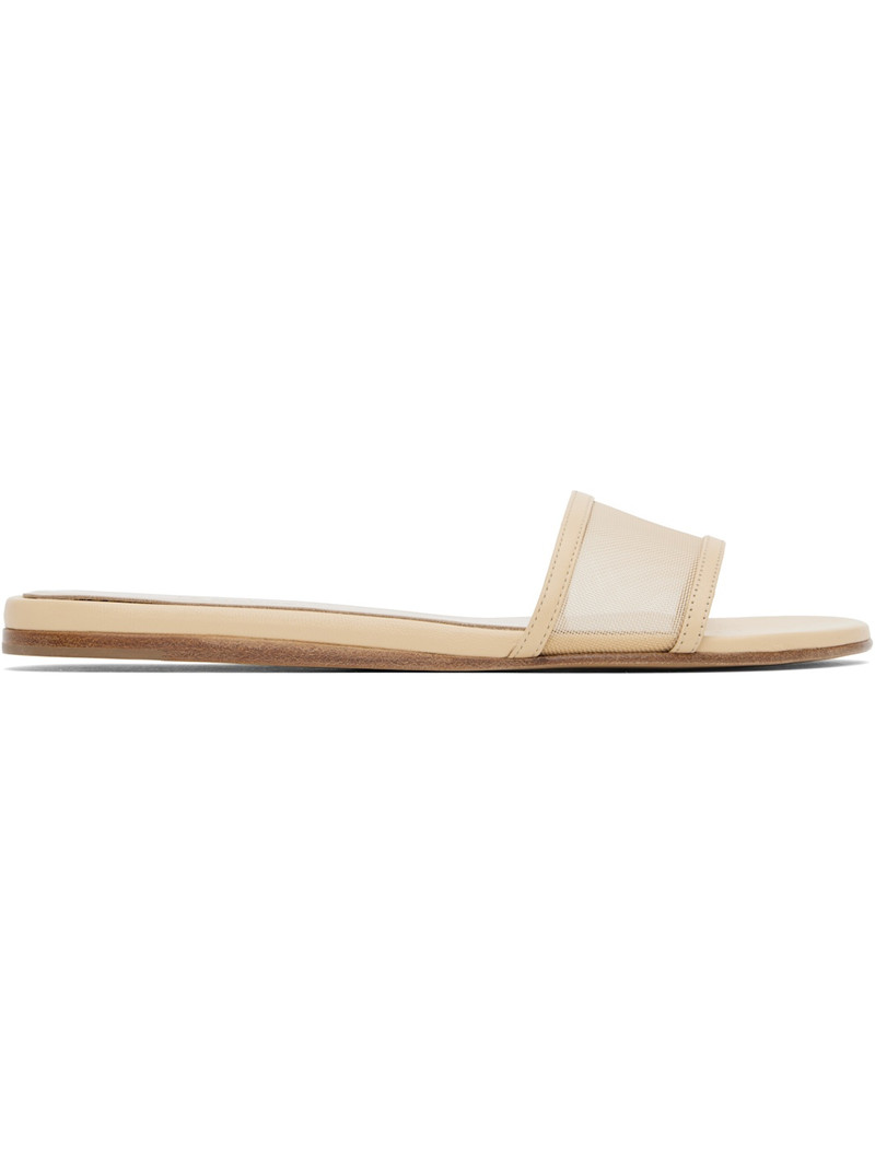 Beige Mesh Pool Sandals 1