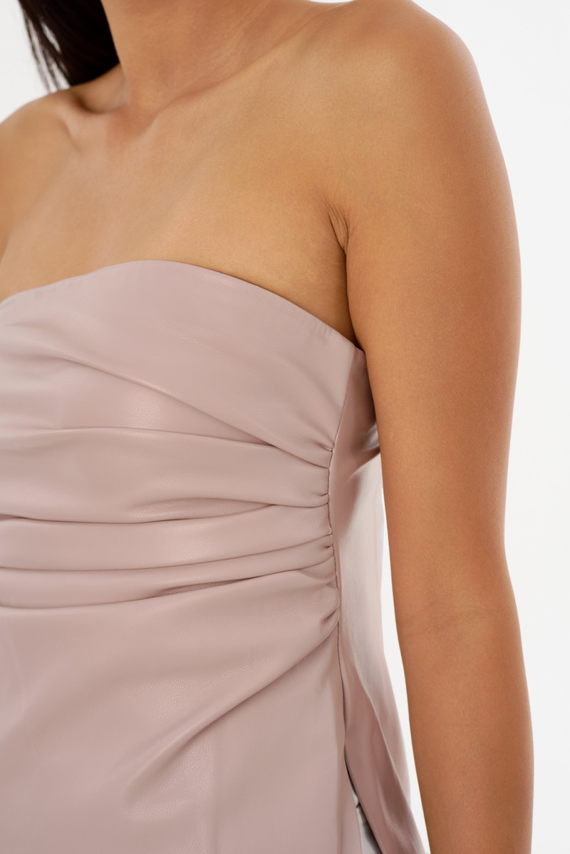 JUNI | Faux Leather Strapless Top 4