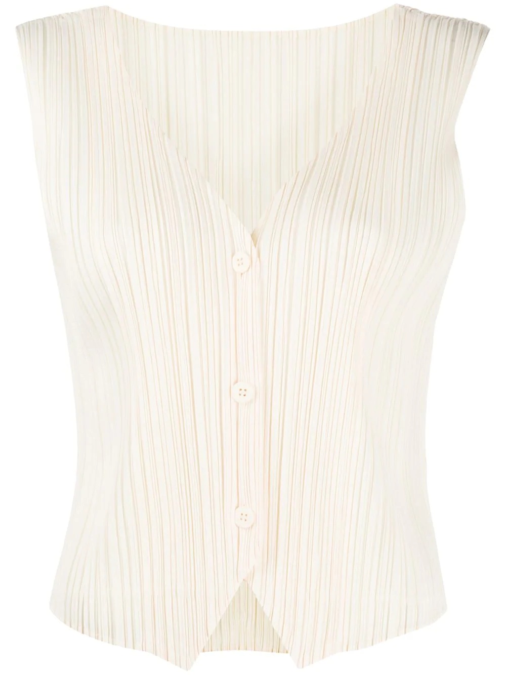 pleated button-up vest - 1