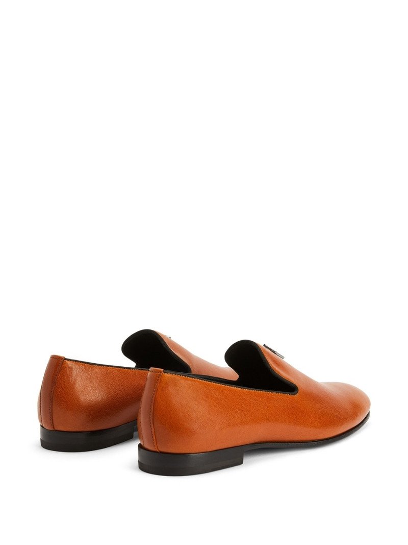 logo-plaque leather loafers 3