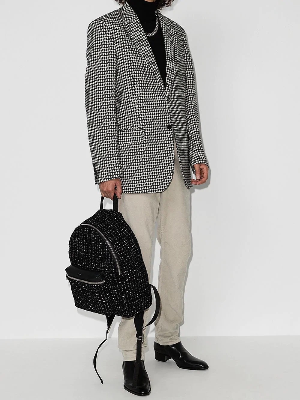 bouclé-checks backpack - 2