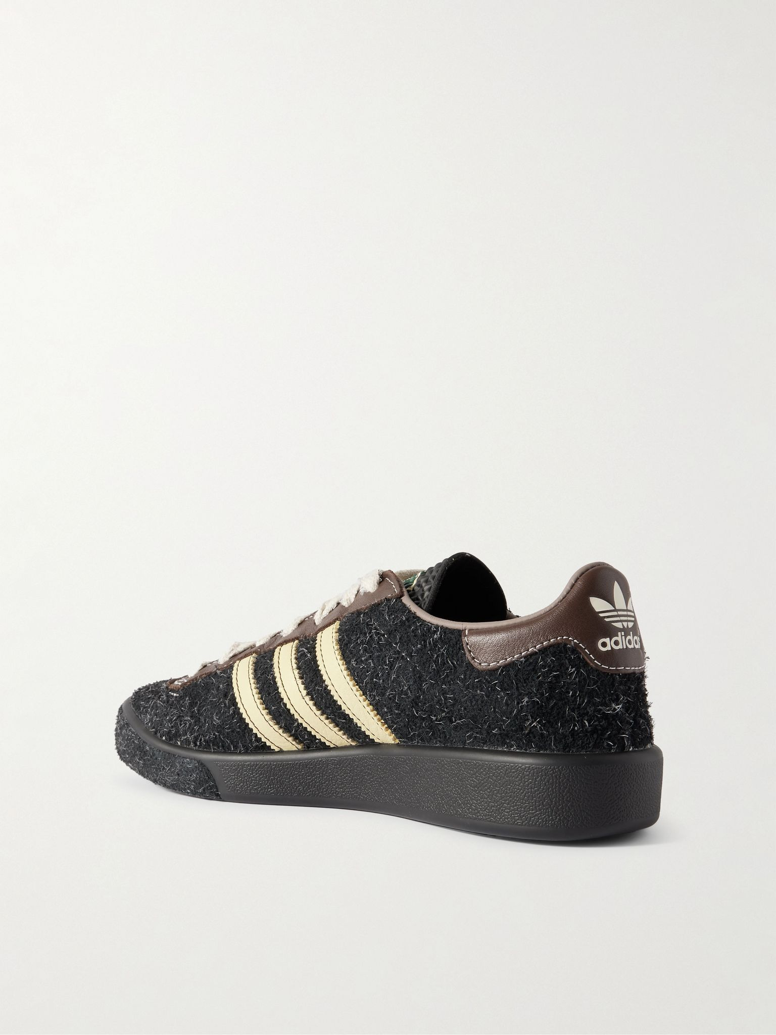 + Brain Dead Forest Hills Leather-Trimmed Textured-Suede Sneakers Black - 4