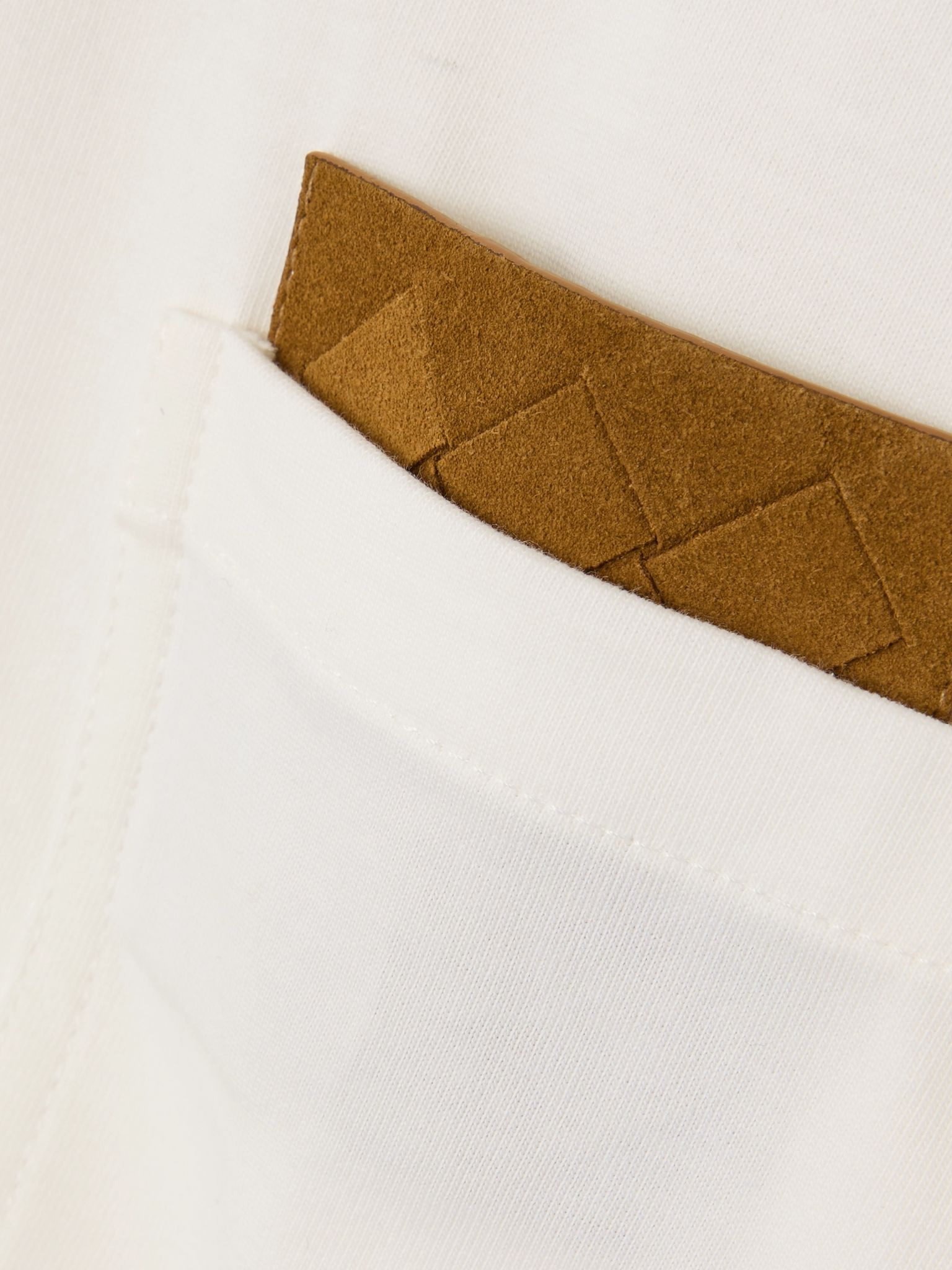 Intrecciato suede-trimmed organic cotton-jersey T-shirt Off-white - 4