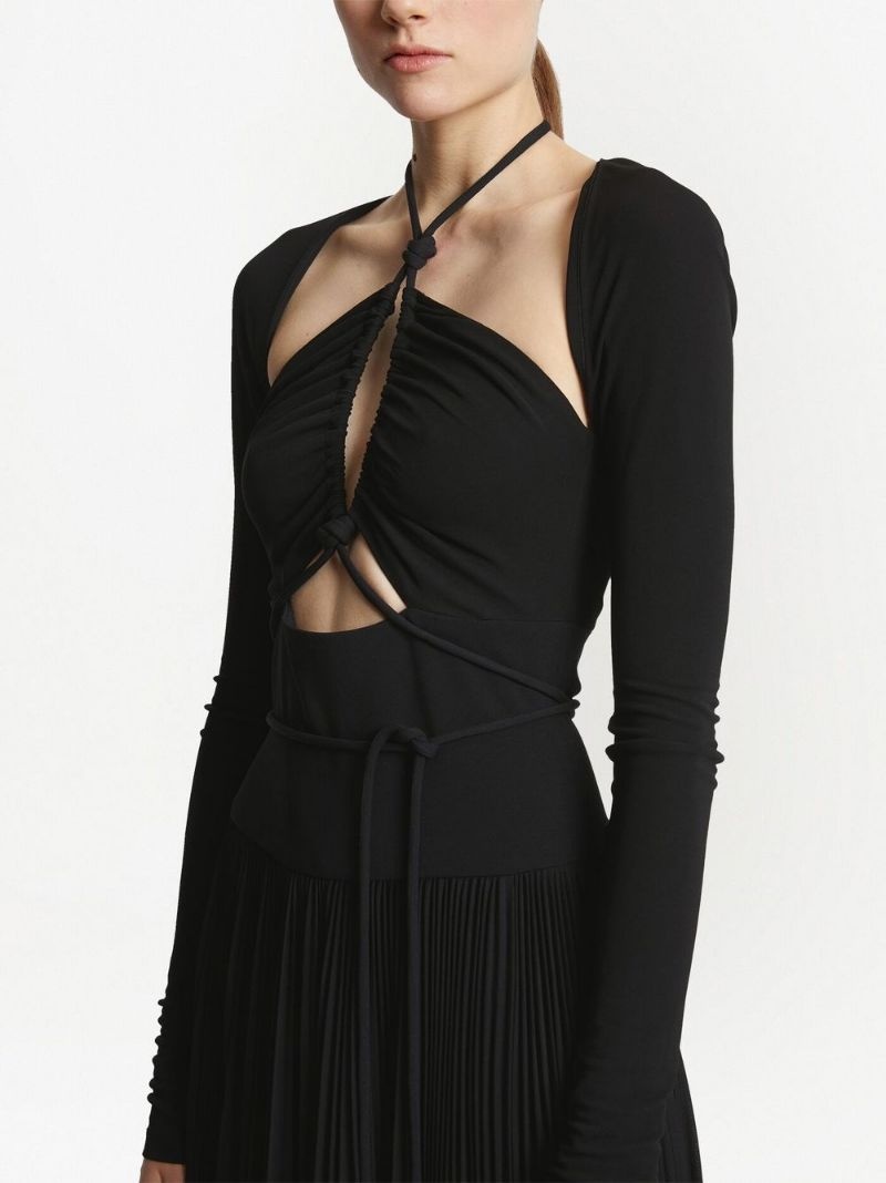 pleated halter-neck jersey dress - 5