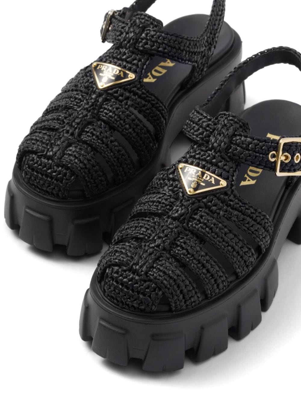 caged flatform raffia sandals - 5