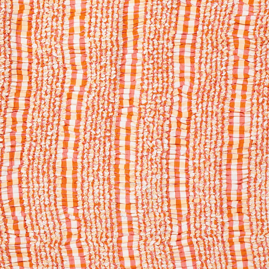 Kenzo Ladies Medium Orange Check Ruched Midi Skirt - 7