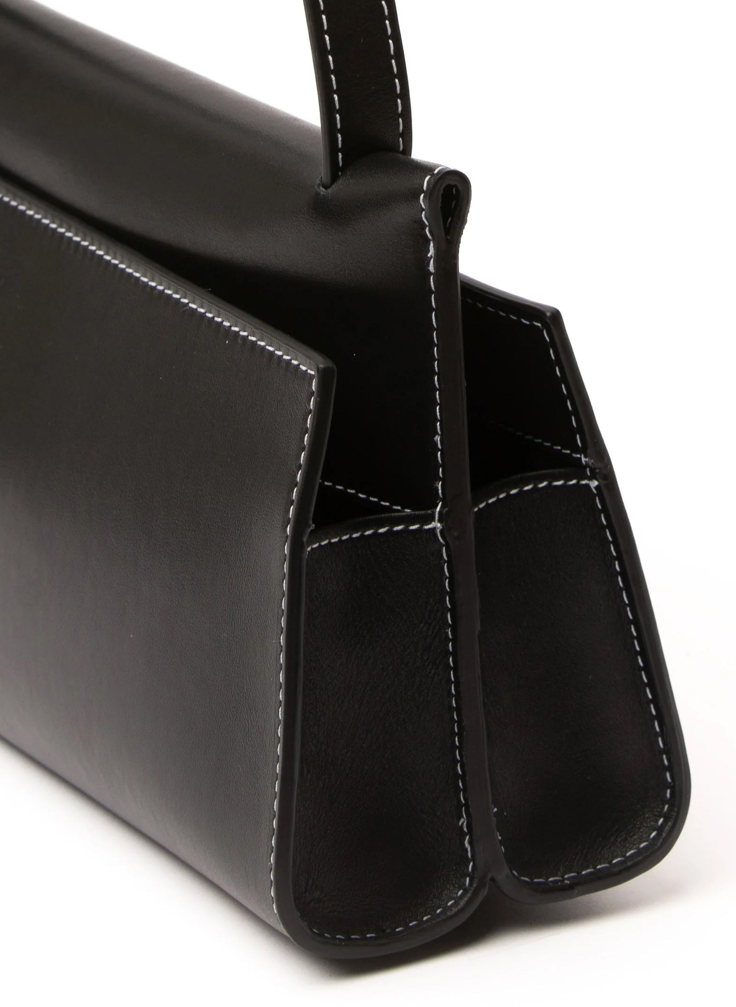 Long Papillon Leather Black/White Stitches - 4