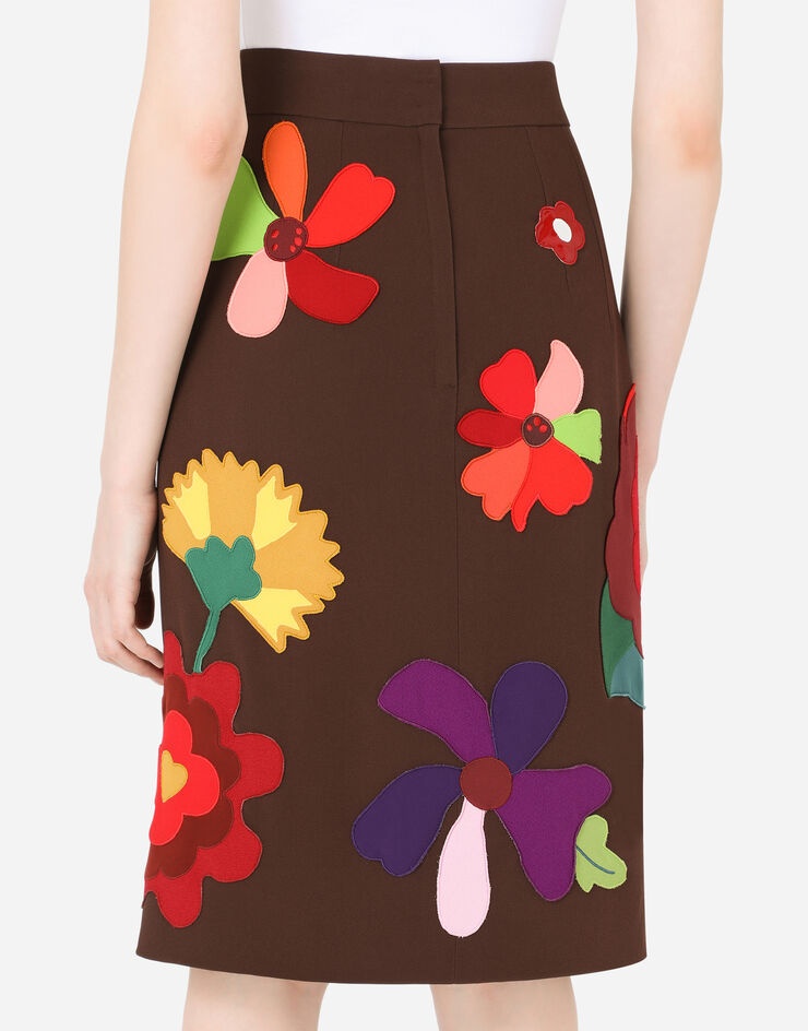 Cady midi skirt with floral patches and slit - 5