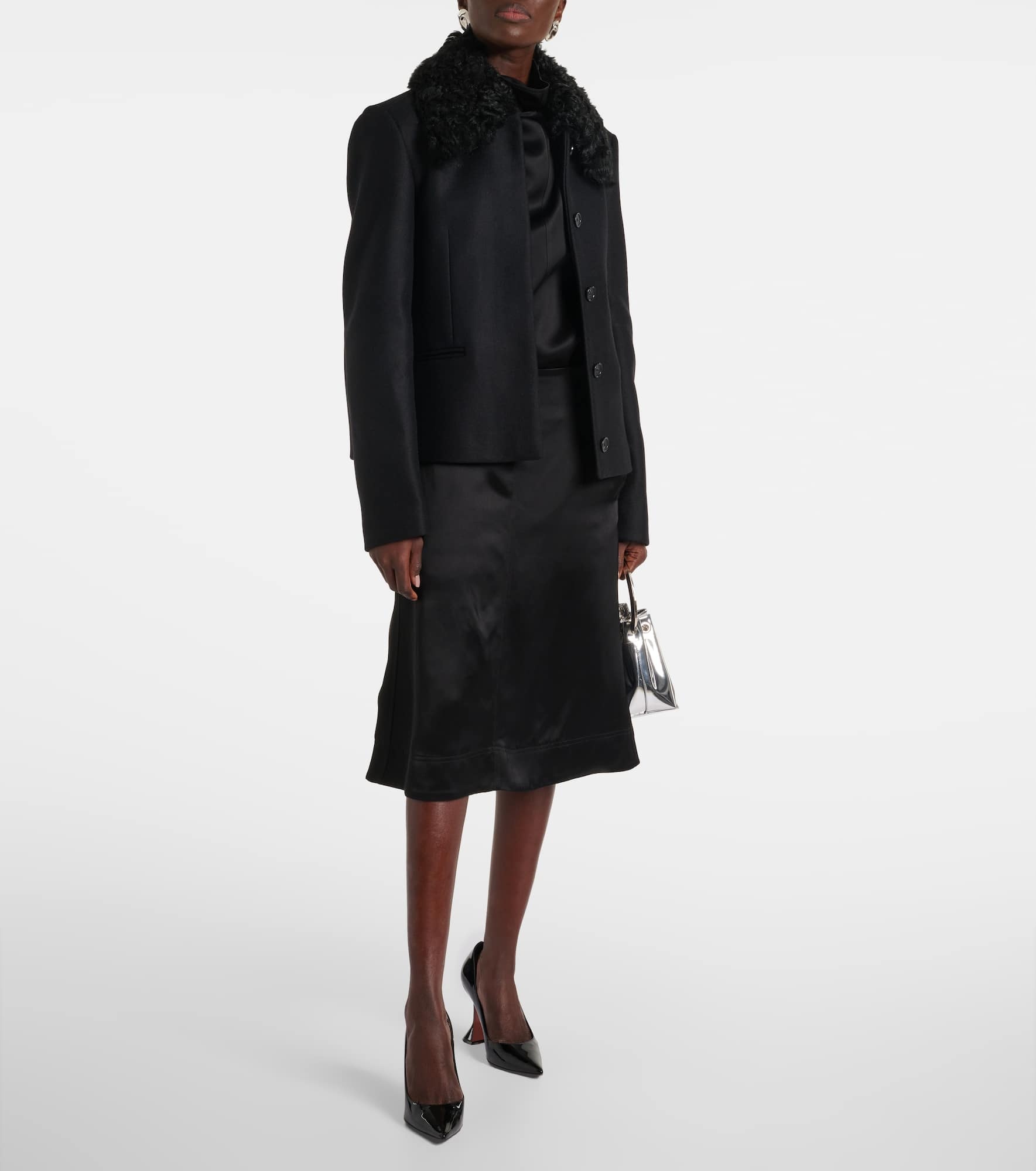 Shearling-trimmed wool-blend jacket - 2