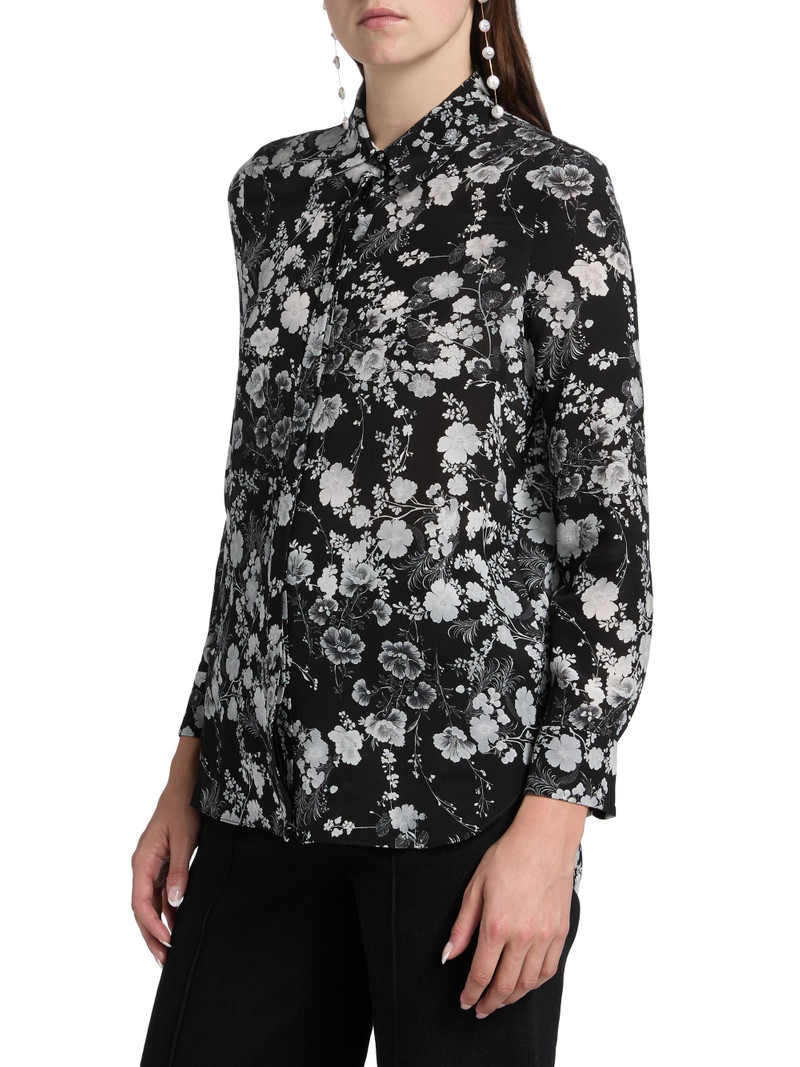 Women's Mathias Floral Crêpe de Chine Silk Shirt - Black Silver 4