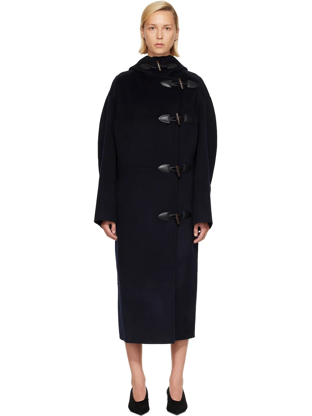 Navy Double-Faced Wool Duffle Coat - 1