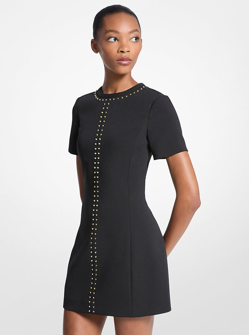 Studded Stretch Crepe Shift Dress 1