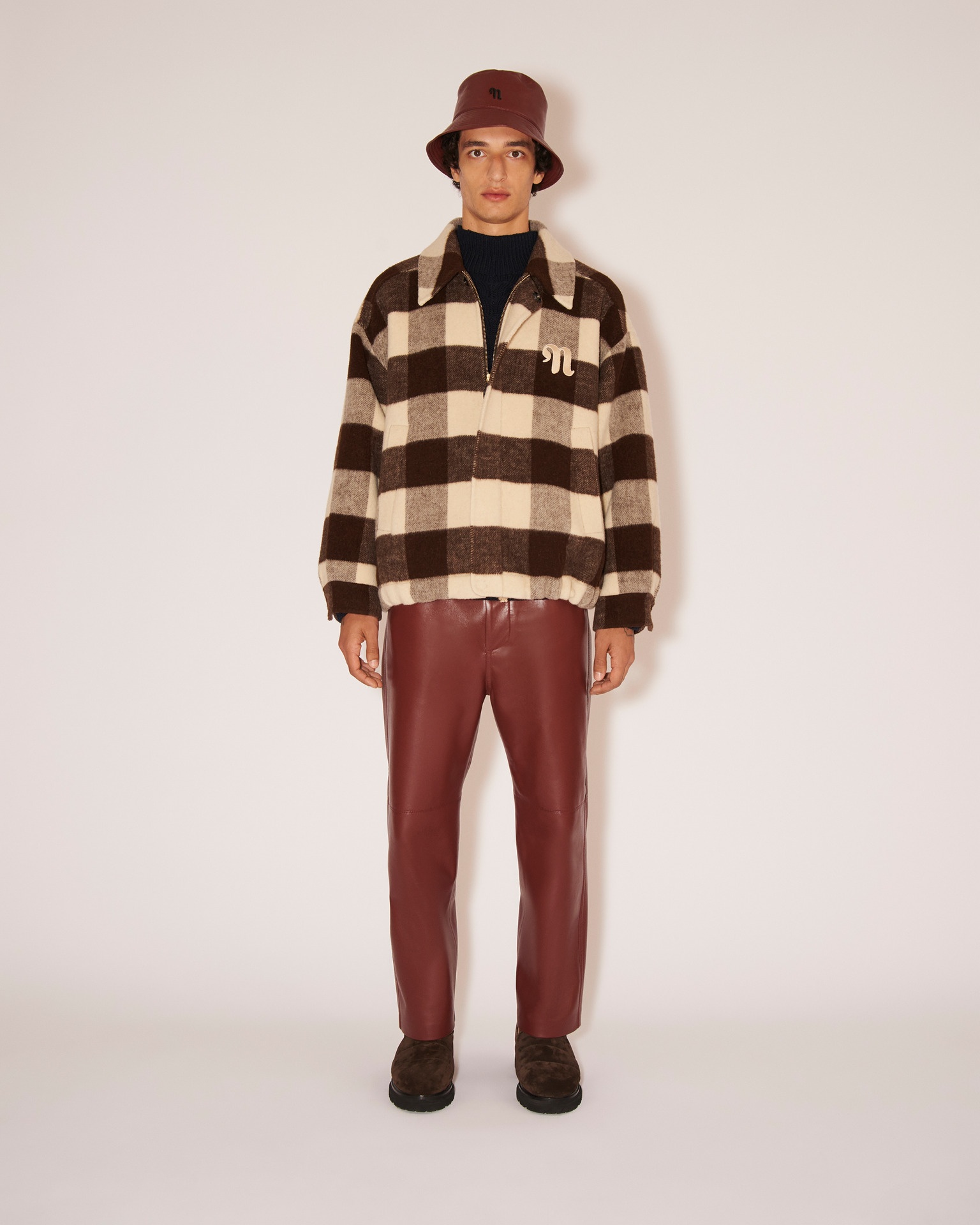 CARAN - Regenerated Leather bucket hat - Mahogany - 2