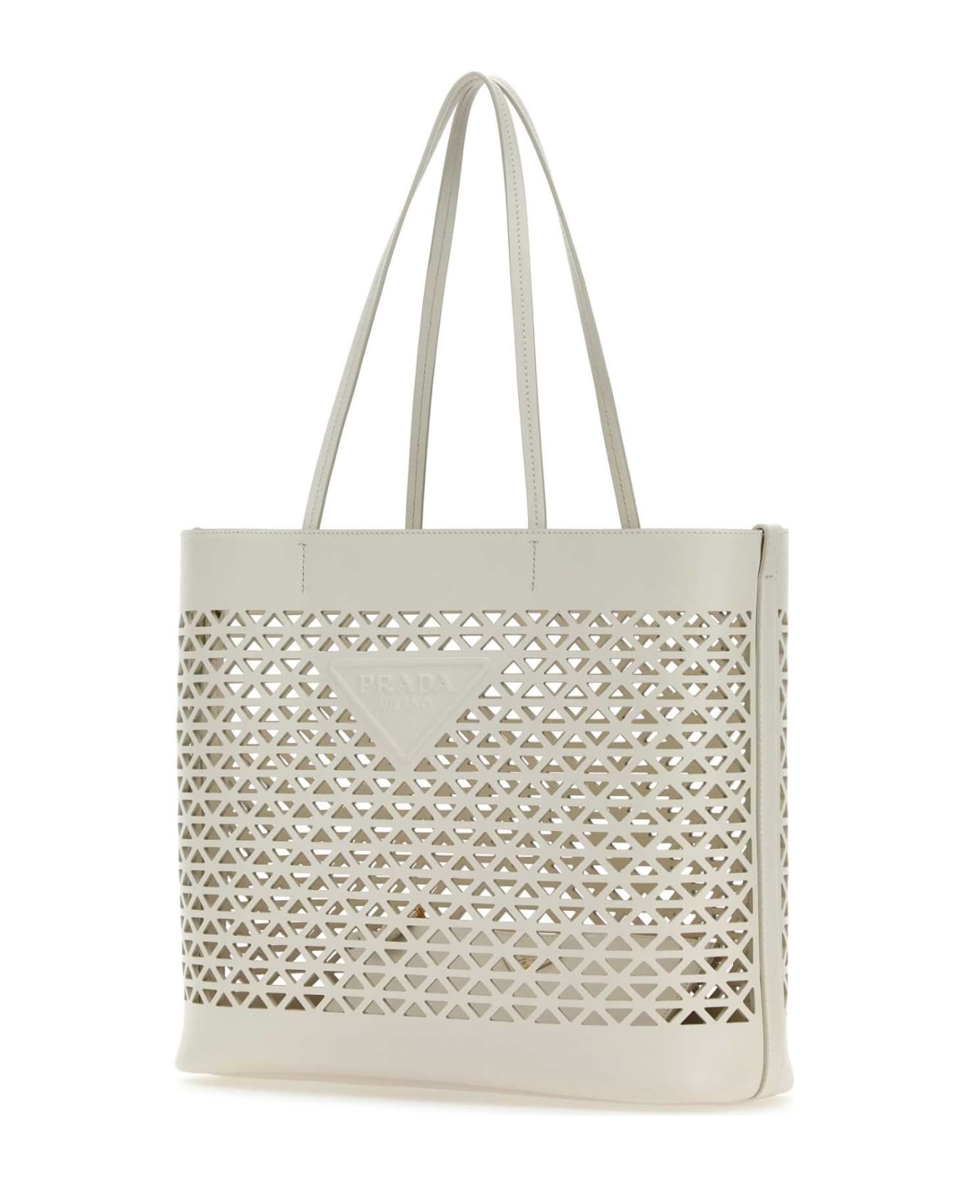 White Leather Shopping Bag - 2