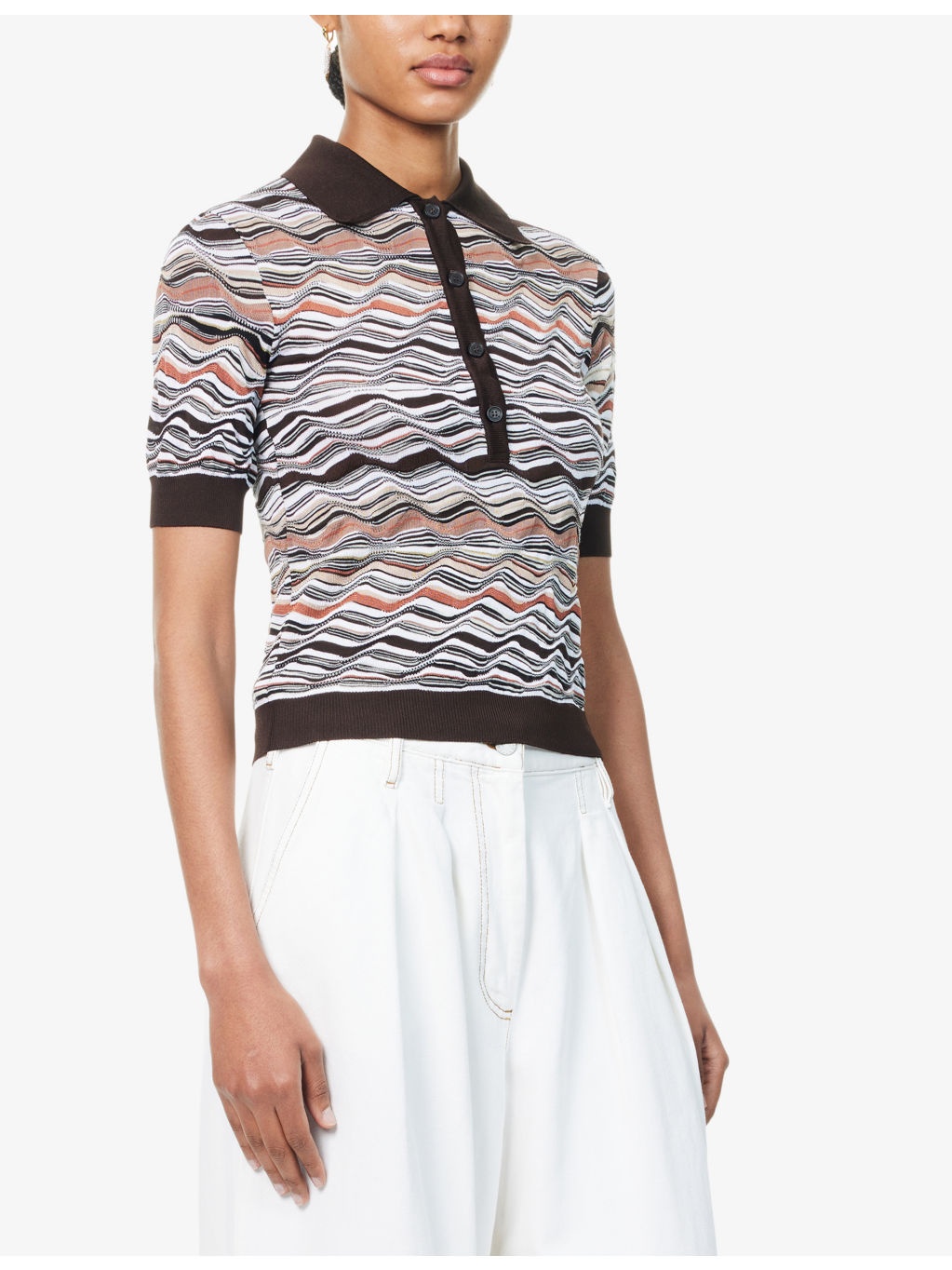 Striped V-Neck Cashmere And Wool Jumper - 3
