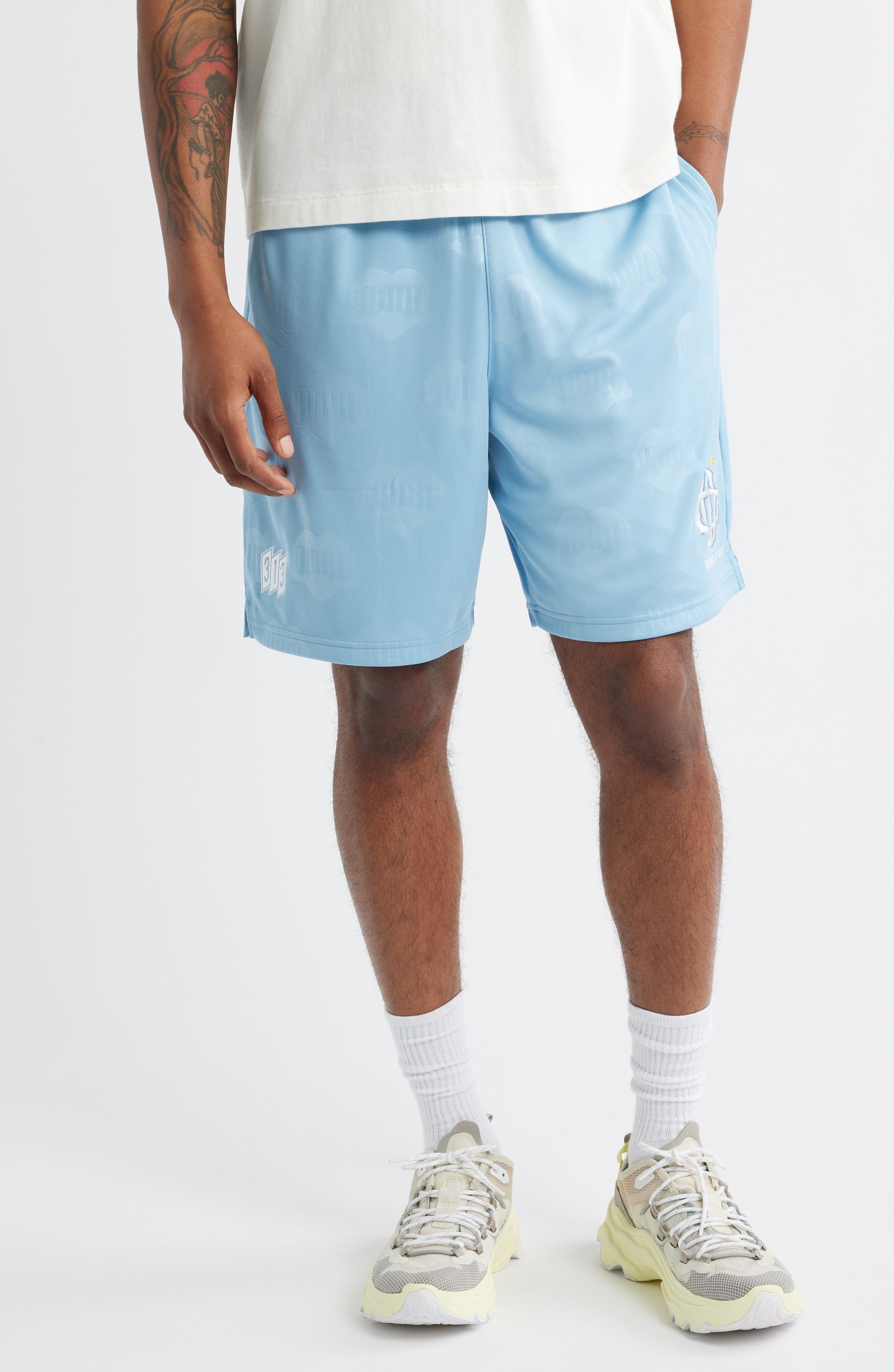 Carhartt Work In Progress Hartts Jacquard Football Shorts in Heart Train Jacquard Bluebird at Nordst - 1