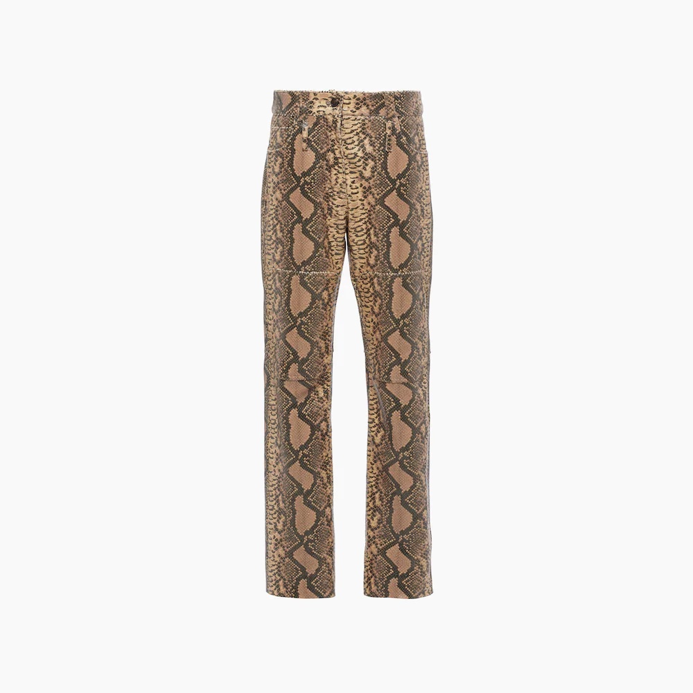 Python-print leather pants - 1