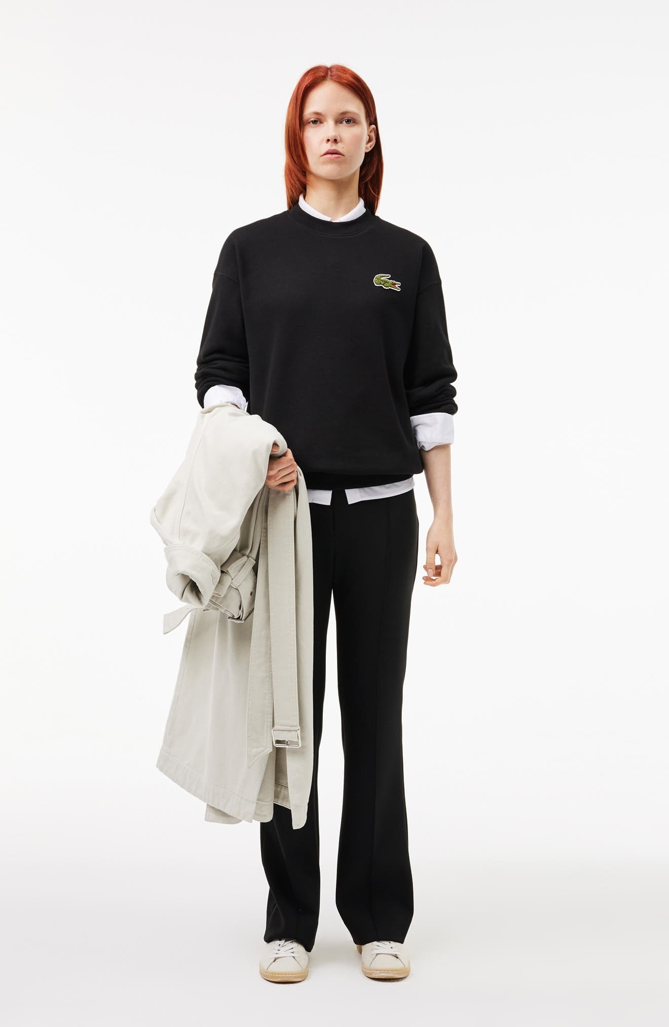 Lacoste Loose Fit Cotton French Terry Sweatshirt in Black at Nordstrom - 5