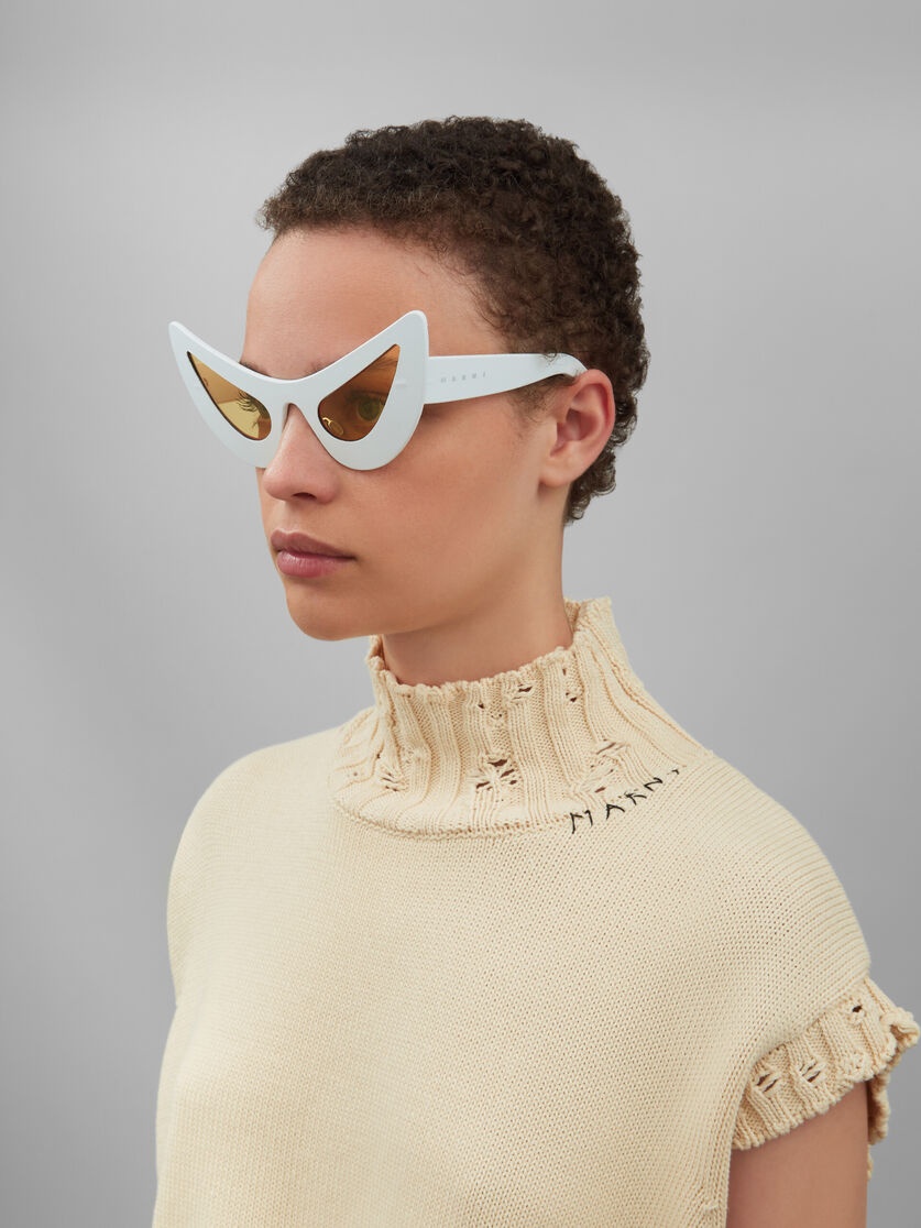 CHAR DHAM WHITE LEATHER SUNGLASSES - 2