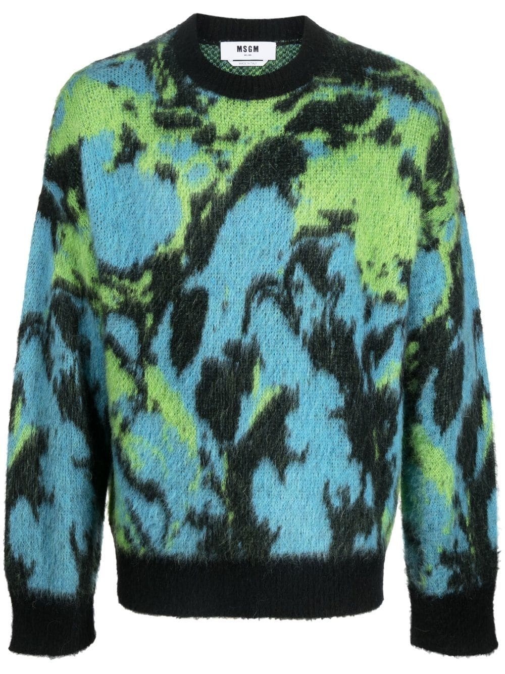 abstract print crew-neck jumper - 1