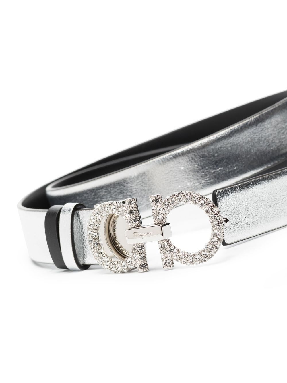 Gancini strass leather belt - 2