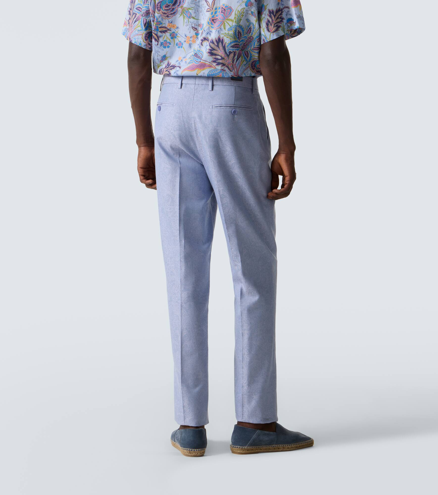 Paisley cotton jacquard straight pants - 4