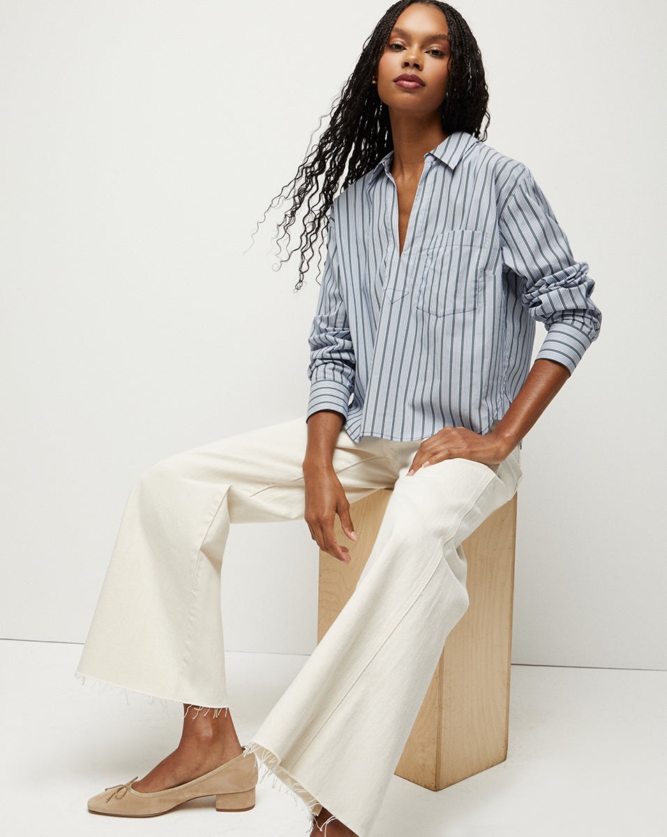 KHAI STRIPED POPLIN TOP - 3