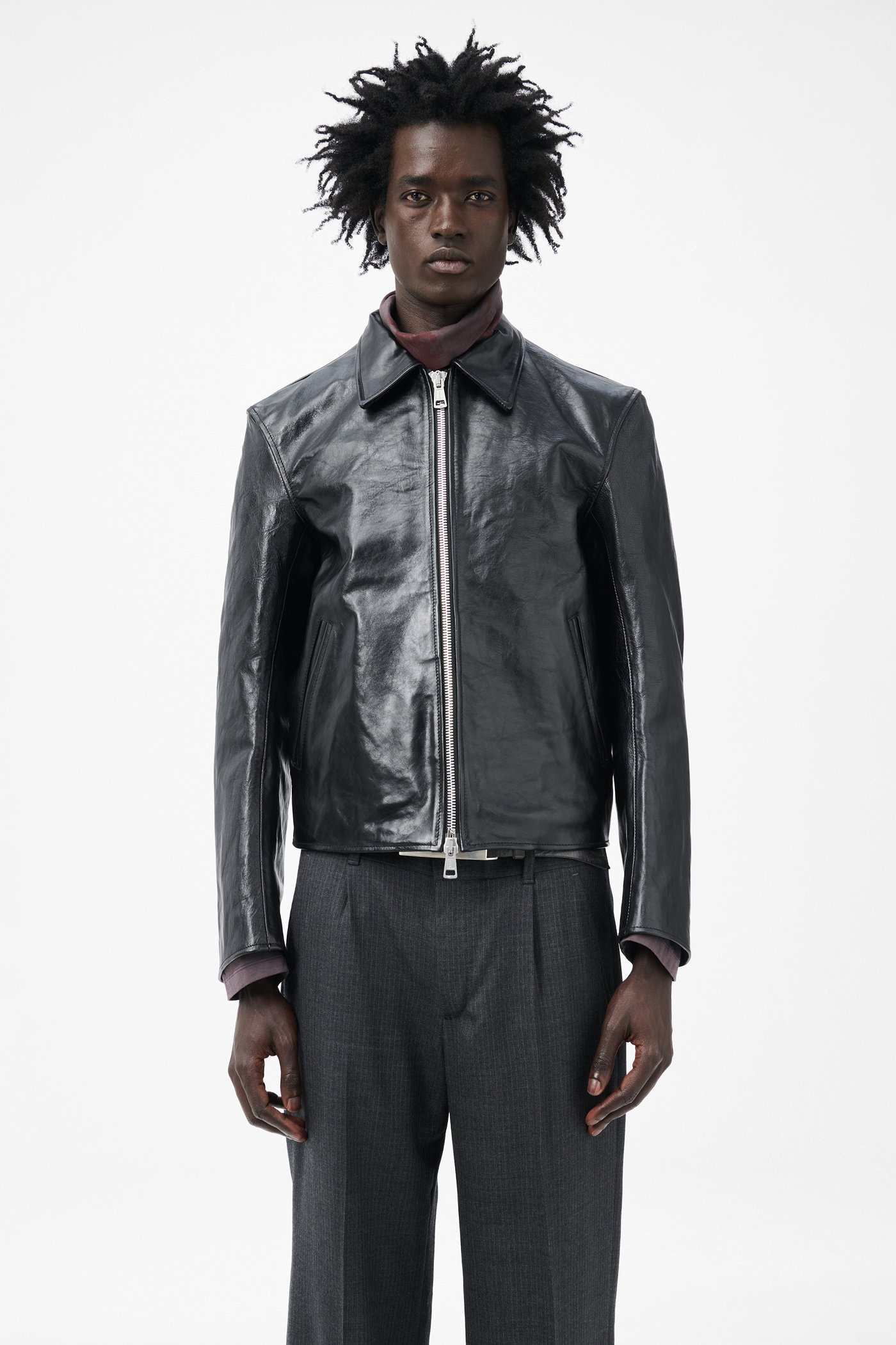 Mini Jacket Top Dyed Black Leather - 3