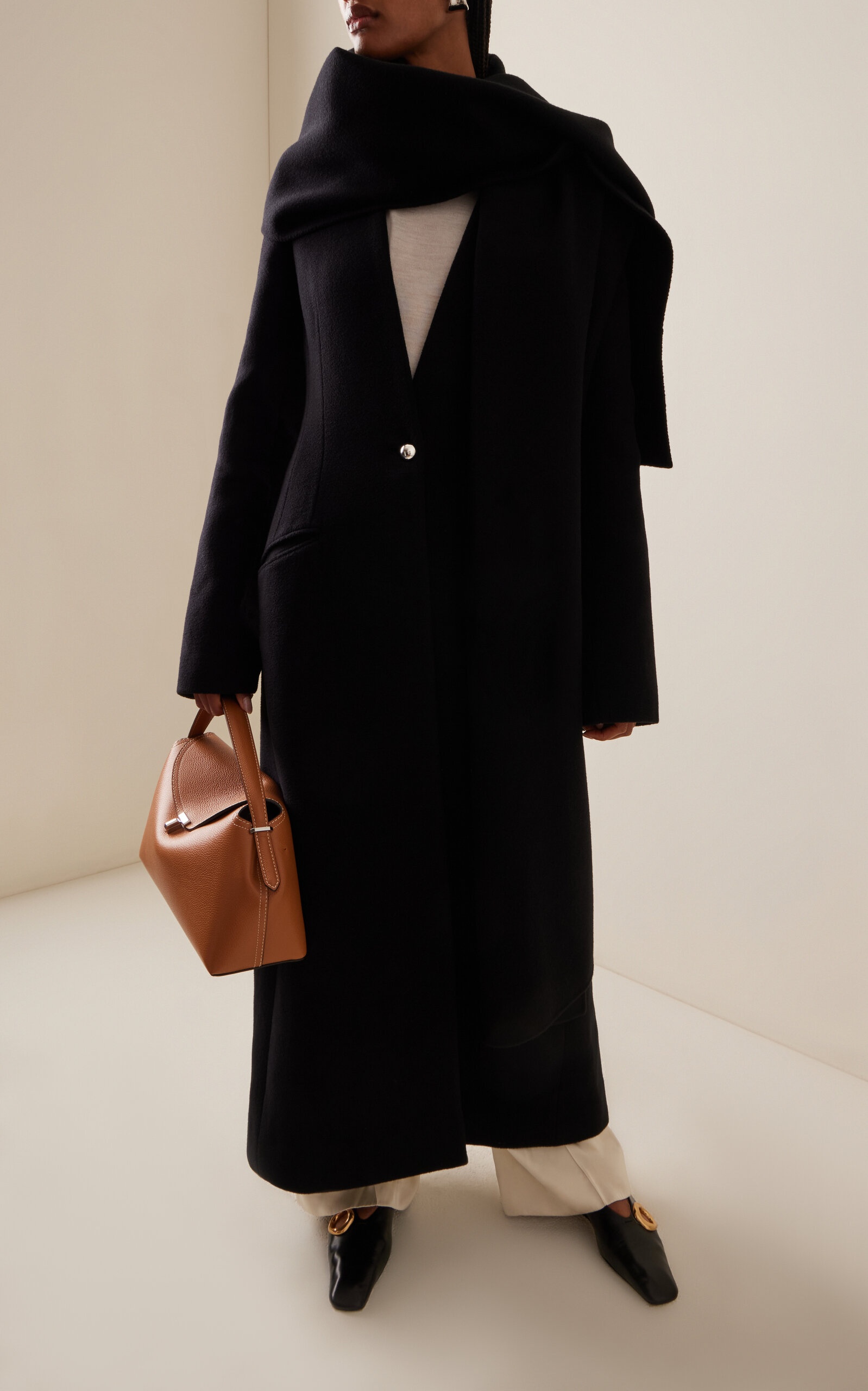 Layered Cashmere Coat black - 3