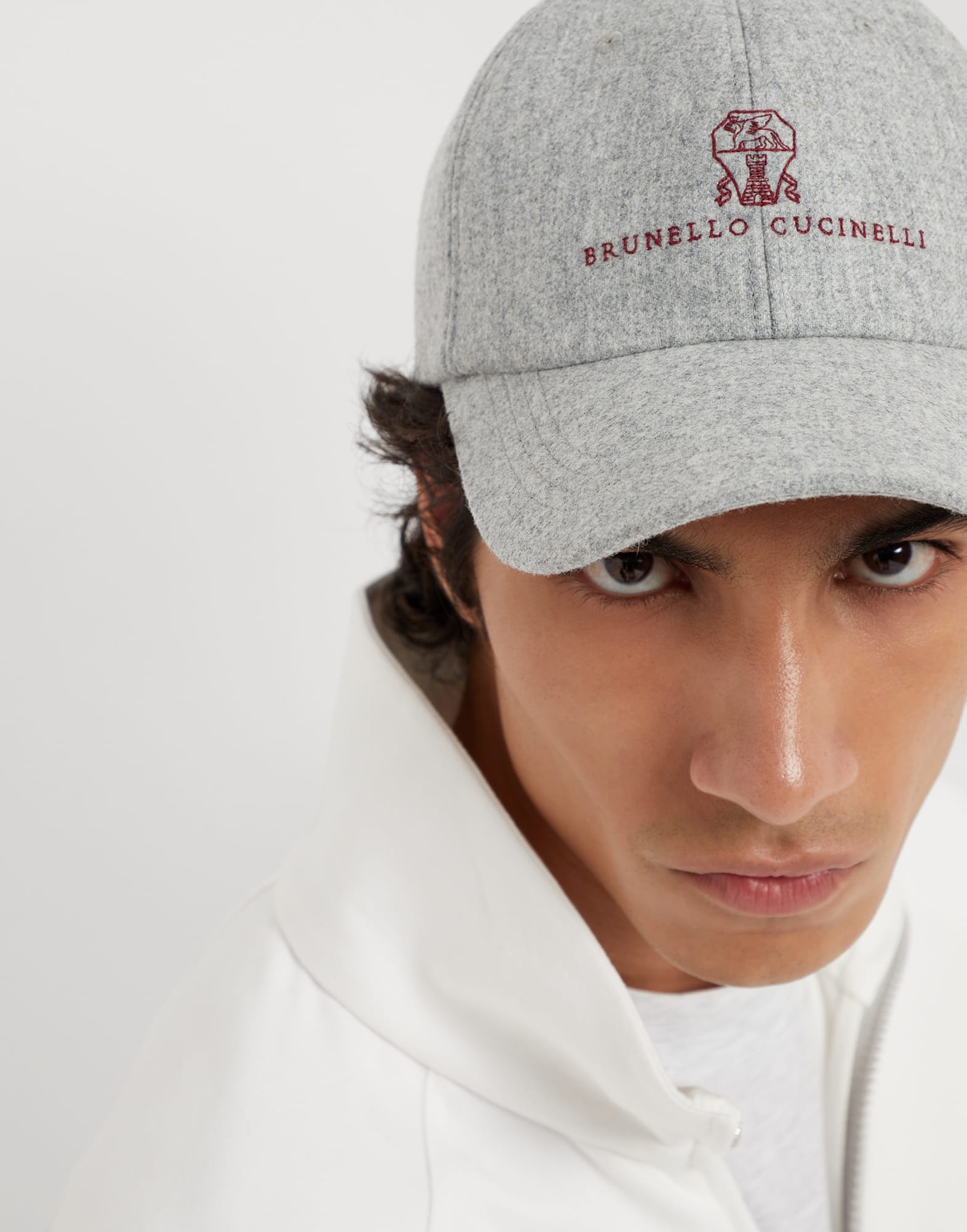 Virgin wool flannel baseball cap with embroidery - 3