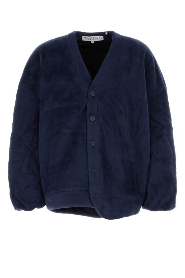 Navy blue pile cardigan - 1