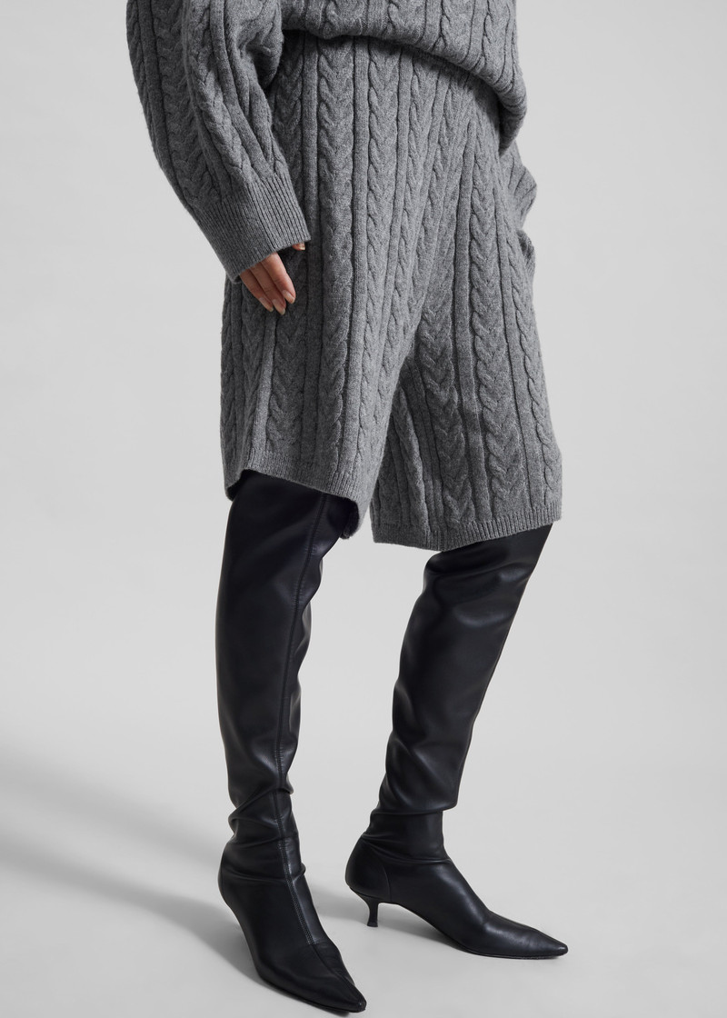 Karmoy Cable Knit Shorts - Grey 6