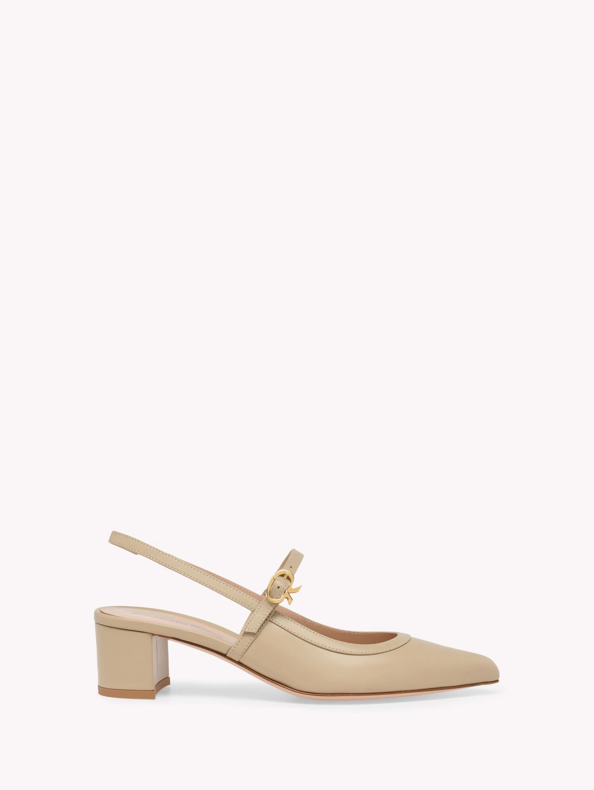 Women's Leather 45MM Slingback Block Pumps - Praline - 1