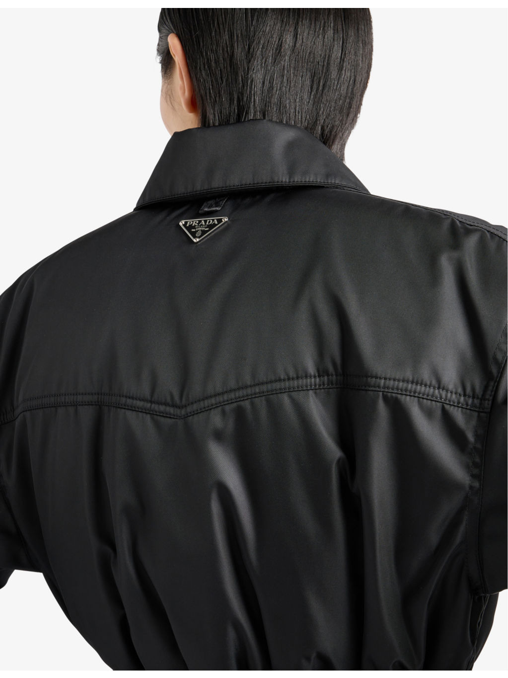 Re-Nylon triangle-logo drawstring-waist shell-down jacket - 5
