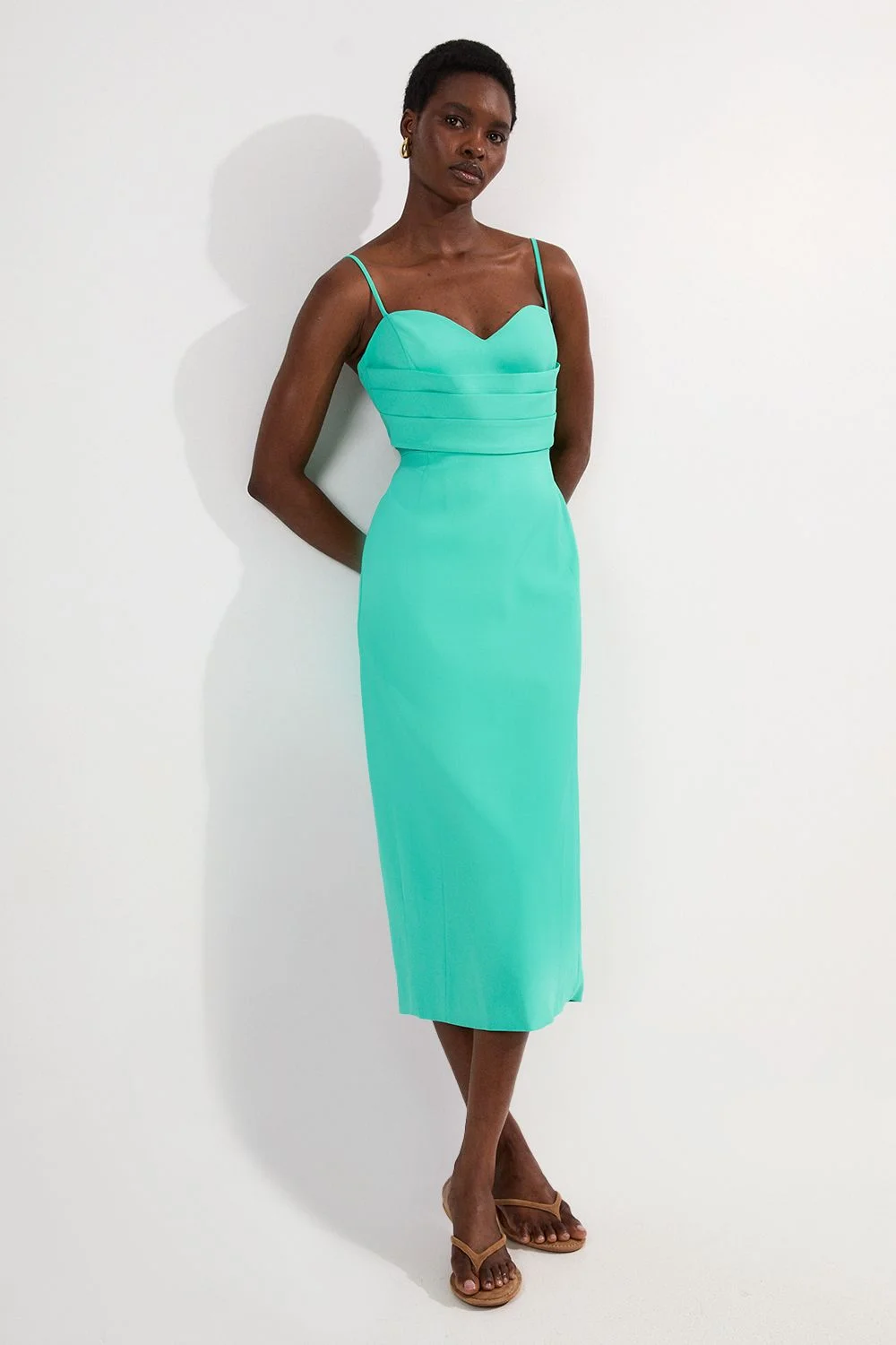 Polished Tailored Corset Detail Midi Dress - 1
