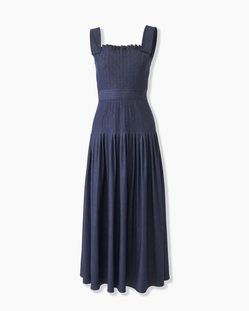 Pleated Denim Midi Dress 1