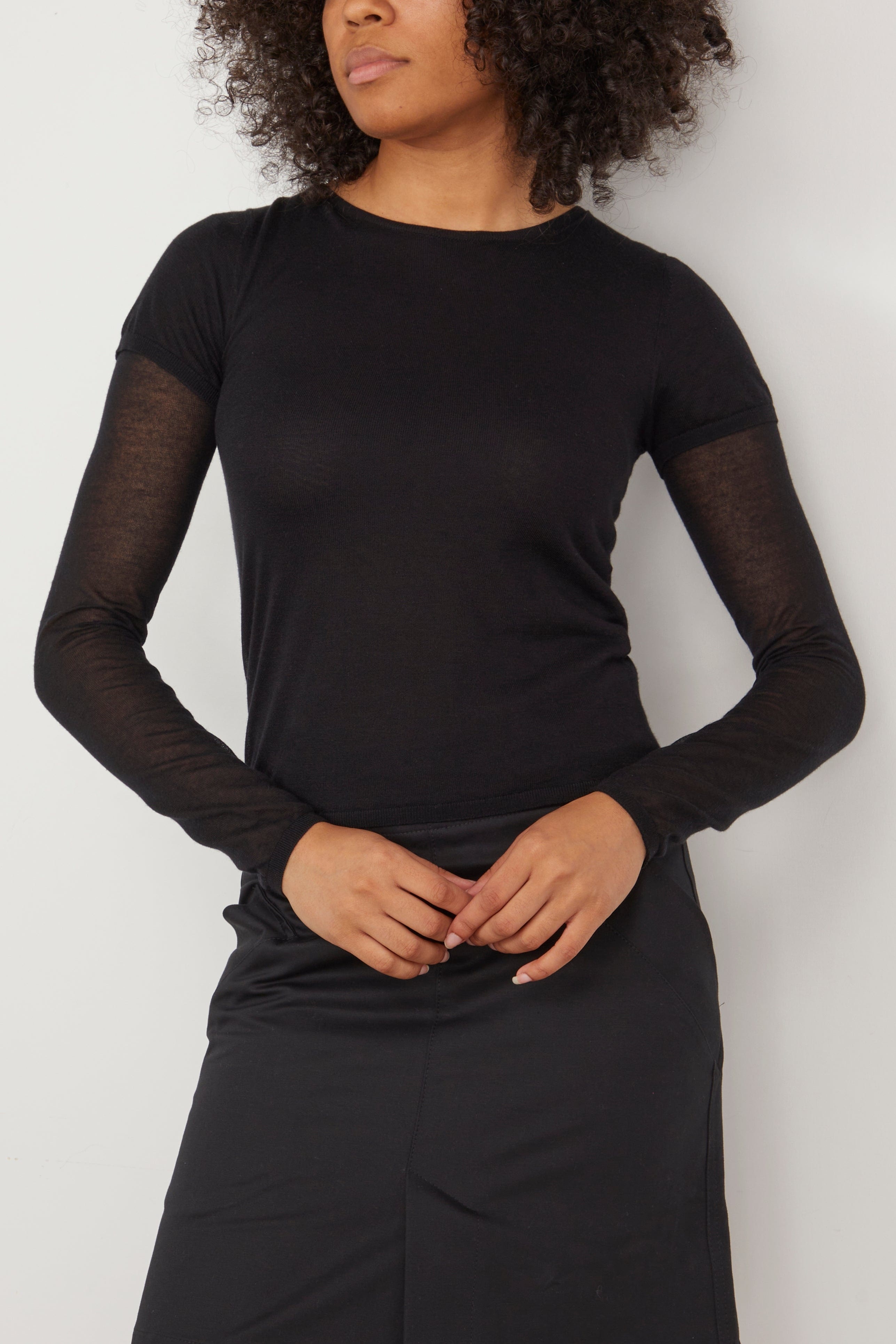 Layered Knit Tee in Black - 3