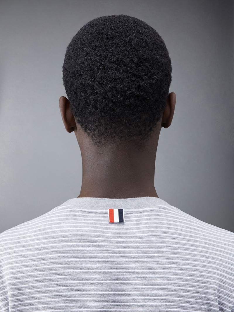 Pinstripe Micro Waffle Rib Cuff Tee 5