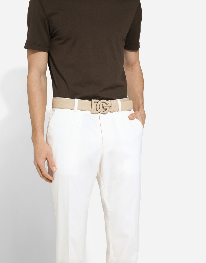 Dolce & Gabbana Deerskin-print calfskin belt with logo print outlook