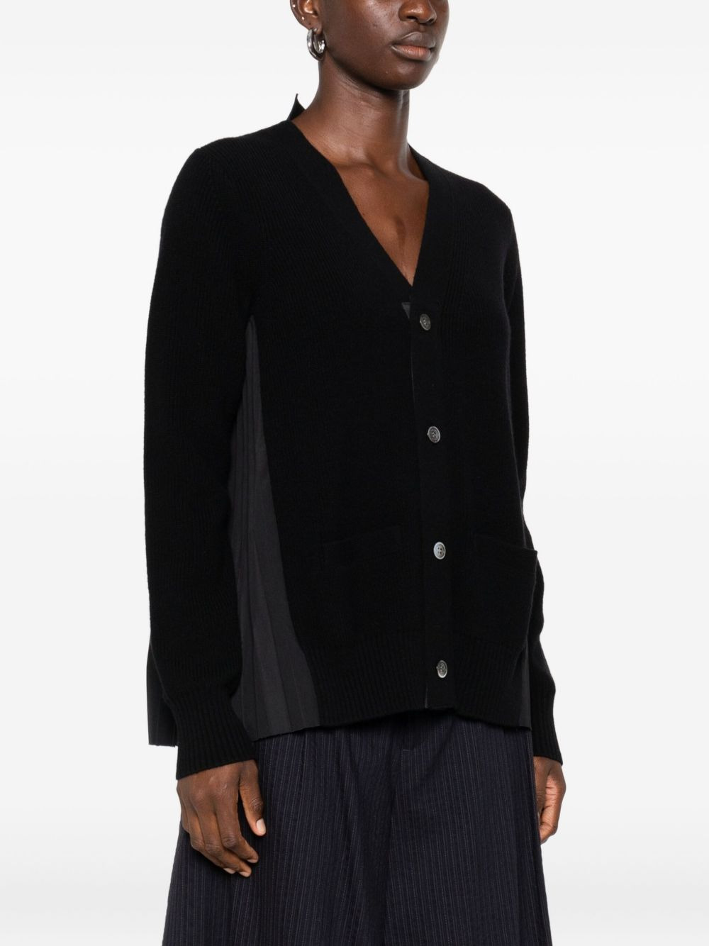 ribbed button cardigan - 3