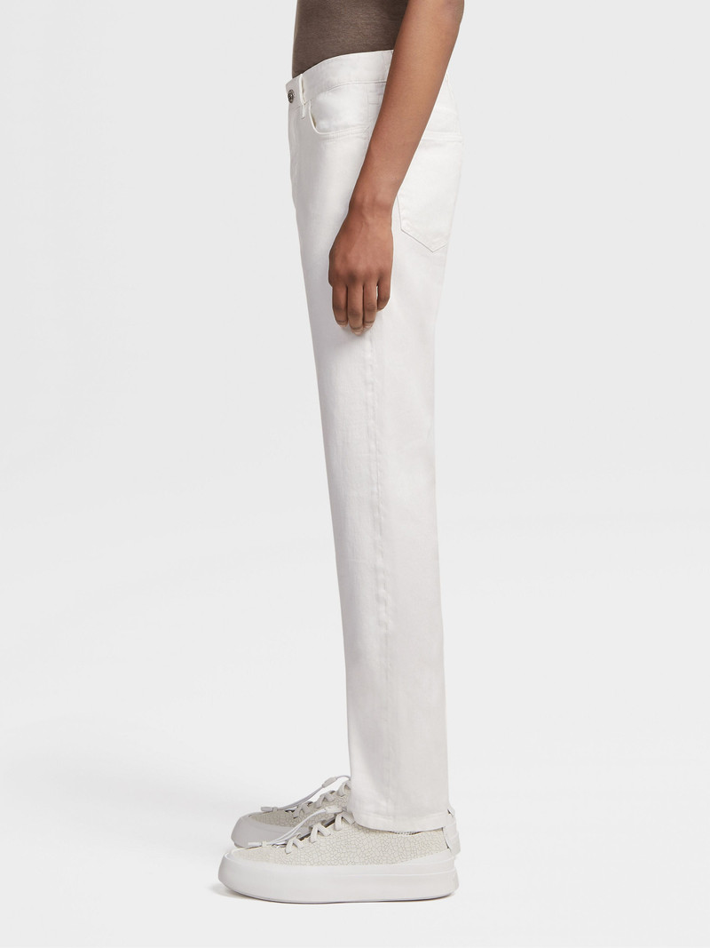 WHITE STRETCH LINEN AND COTTON JEANS 4