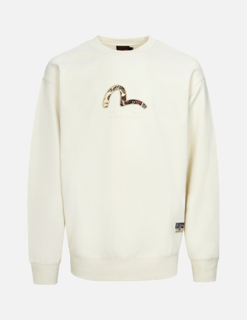 SEAGULL AND KAMON BROCADE APPLIQUÉ RELAX FIT SWEATSHIRT 1