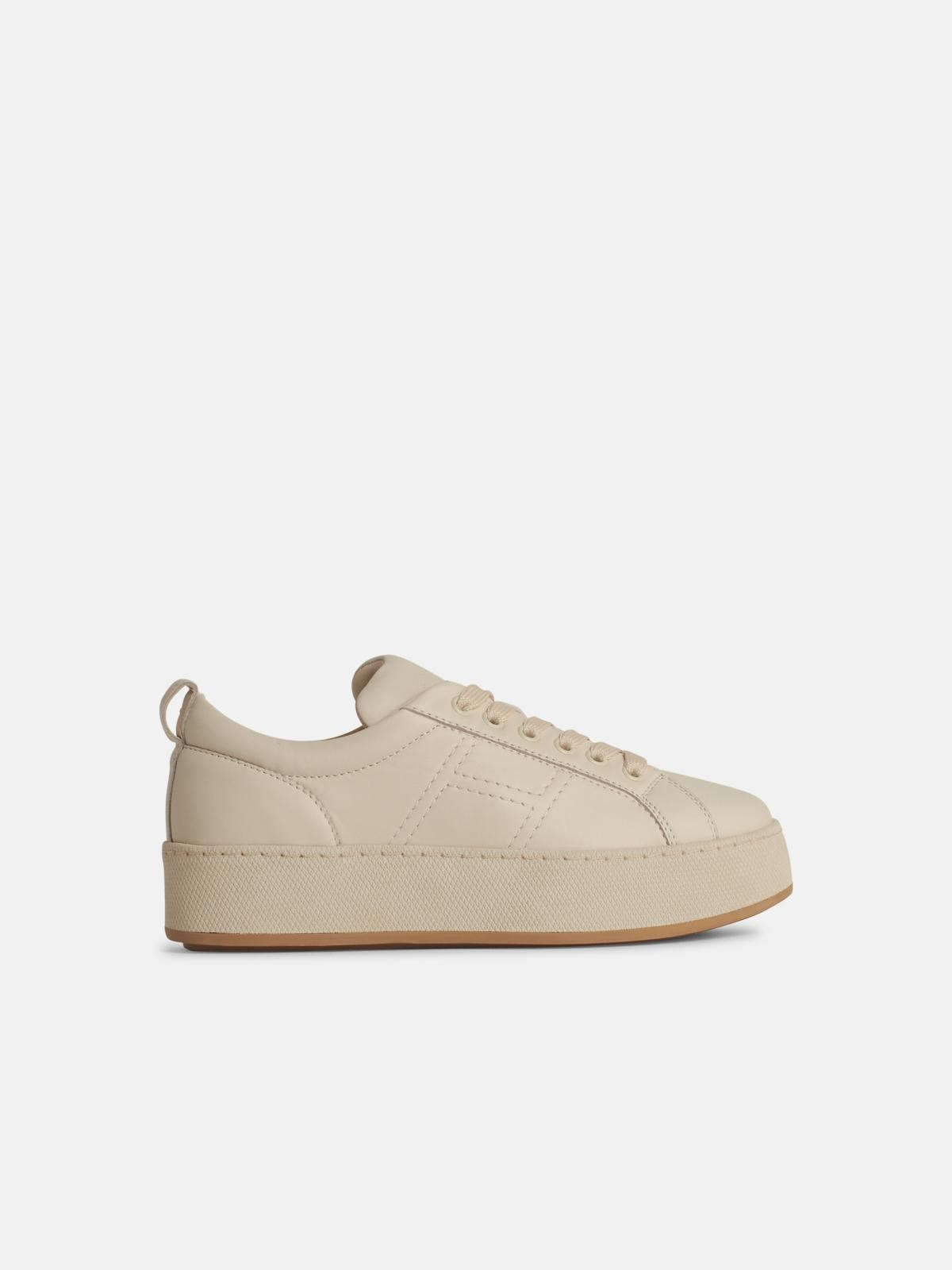 'H681' BEIGE LEATHER SNEAKERS - 1
