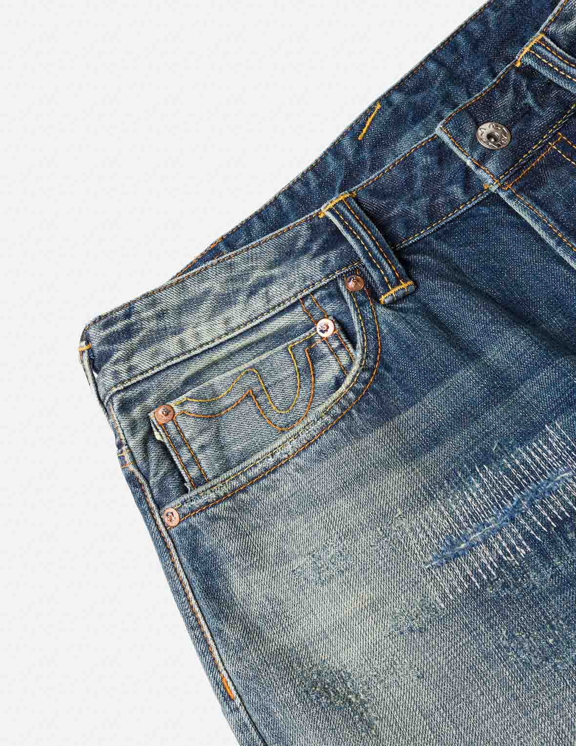 7-Pocket Design with Seagull Embroidery Washed Regular Fit Jeans #2000 - 12