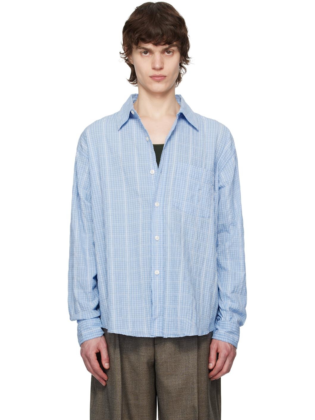 Blue Seersucker Executive Shirt - 1