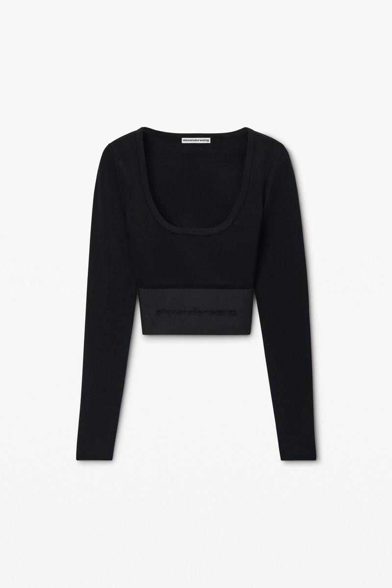 Long-Sleeve Cropped Top with Logo Elastic 1