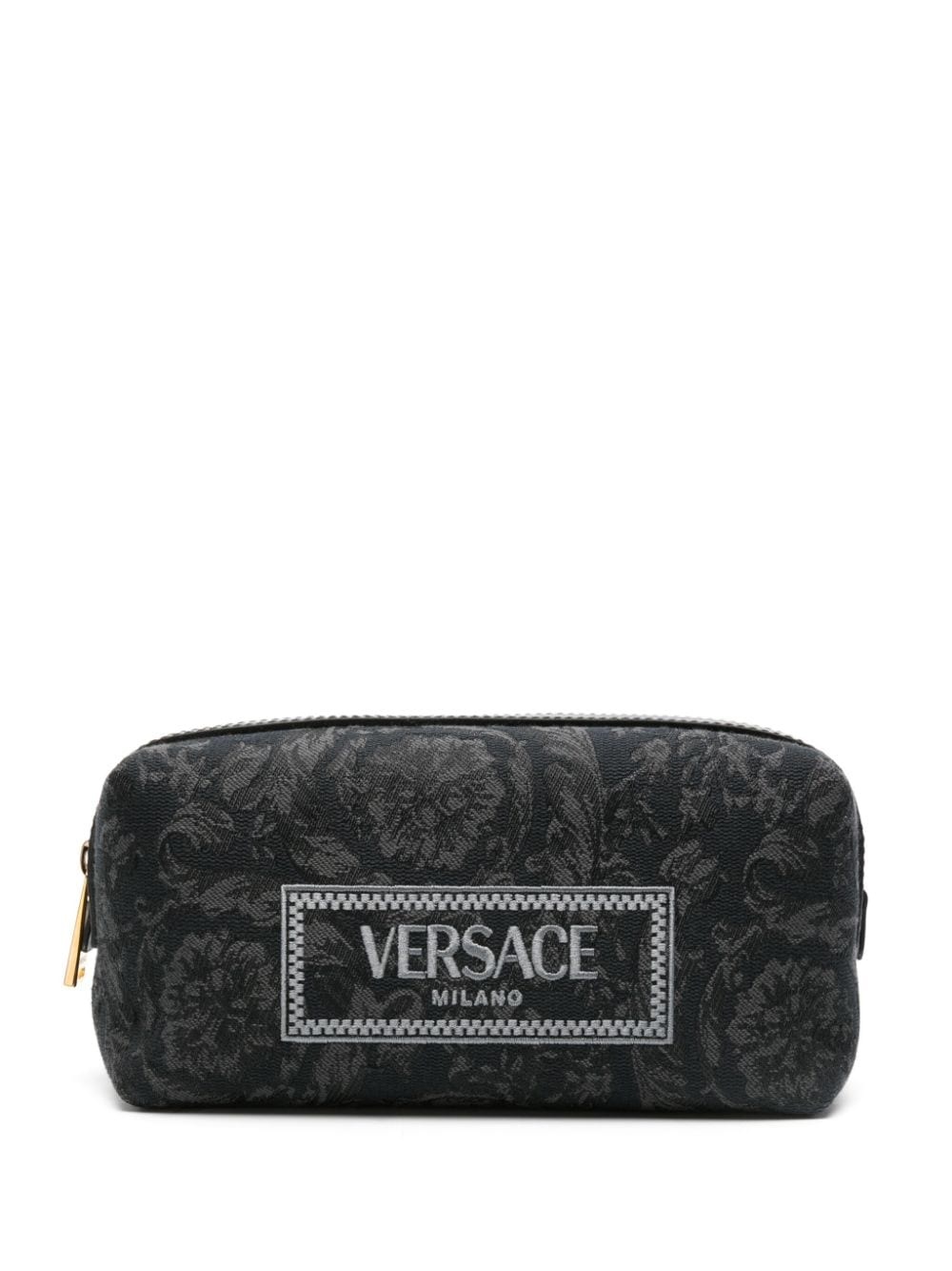 embroidered-logo jacquard toiletry bag - 1